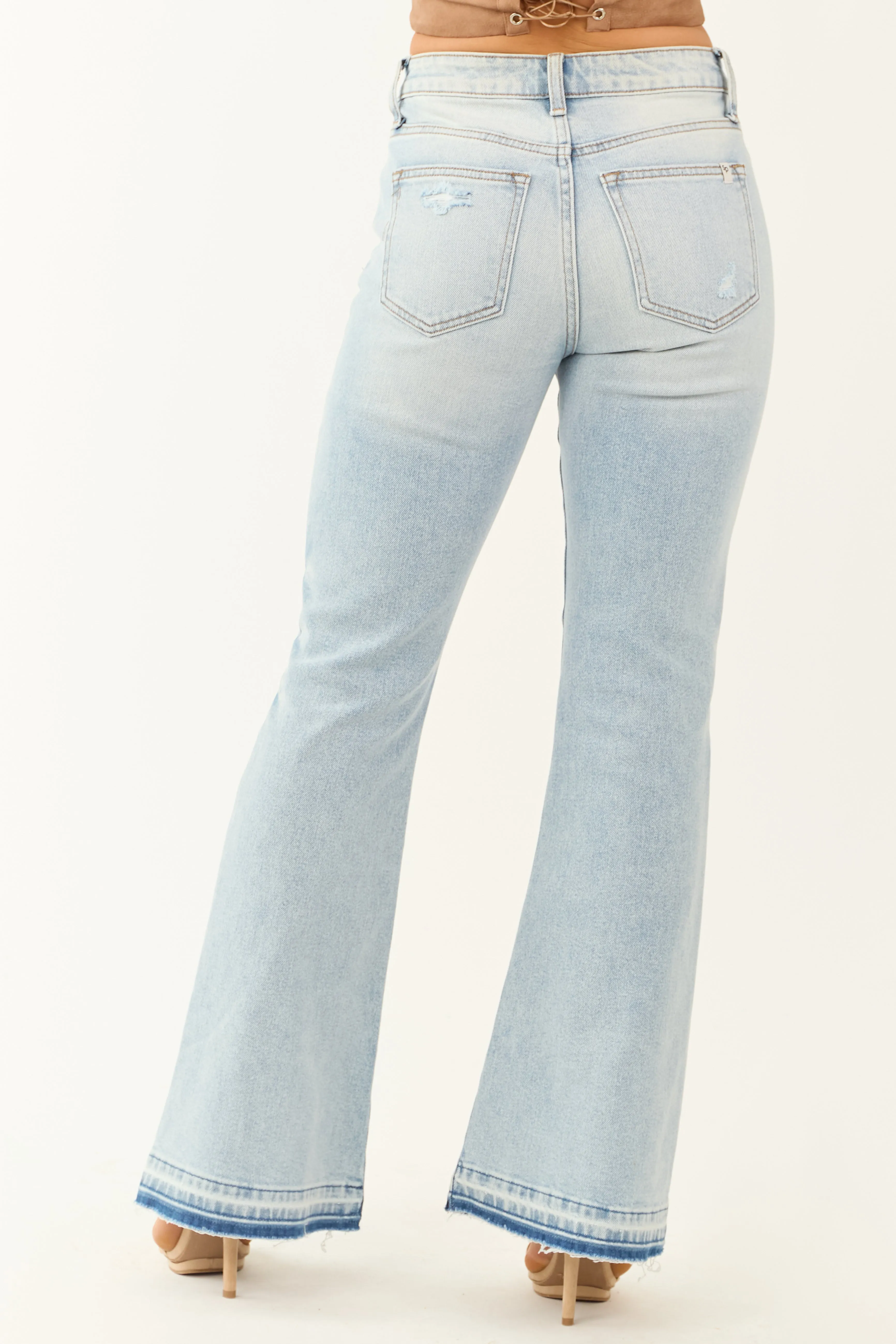 Sneak Peek Light Wash Flare Leg Stretchy Jeans sold by Lime Lush product image thumbnail 5