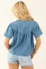 Medium Washed Denim Short Sleeve Top sold by Lime Lush