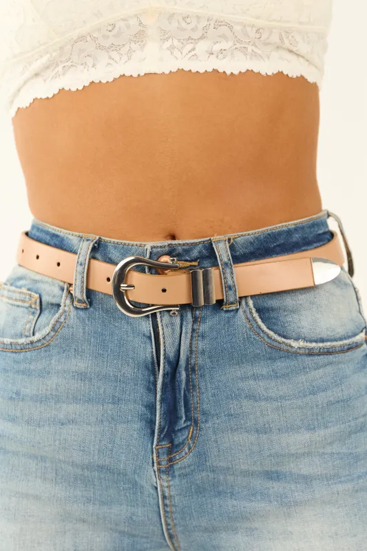 Nude Horse Shoe Buckle Leather Belt sold by Lime Lush