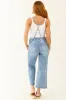 Risen Medium Wash Wide Leg Cropped Overalls sold by Lime Lush