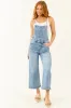 Risen Medium Wash Wide Leg Cropped Overalls sold by Lime Lush