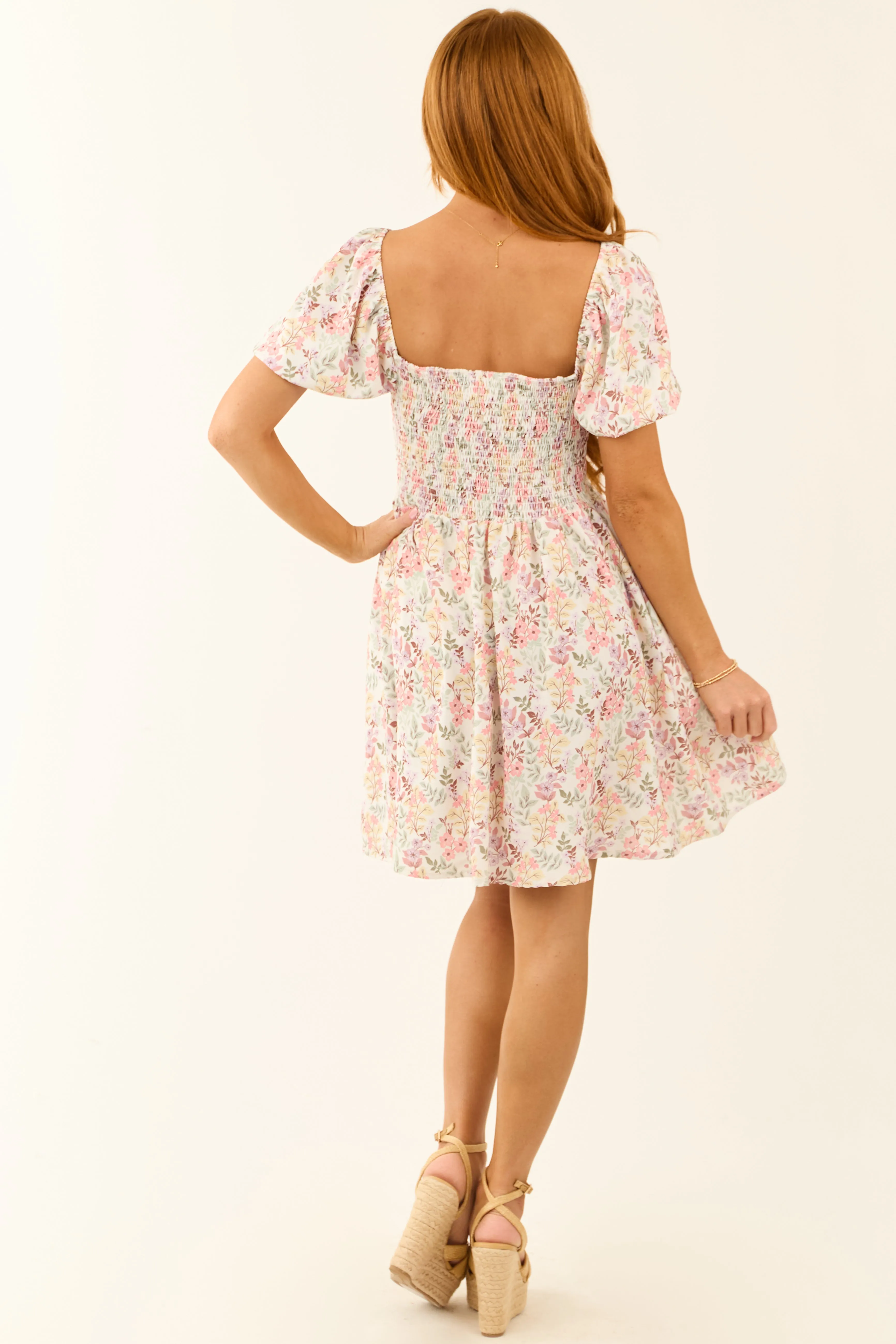 Coconut Floral Print Sweetheart Neckline Short Dress sold by Lime Lush product image thumbnail 5