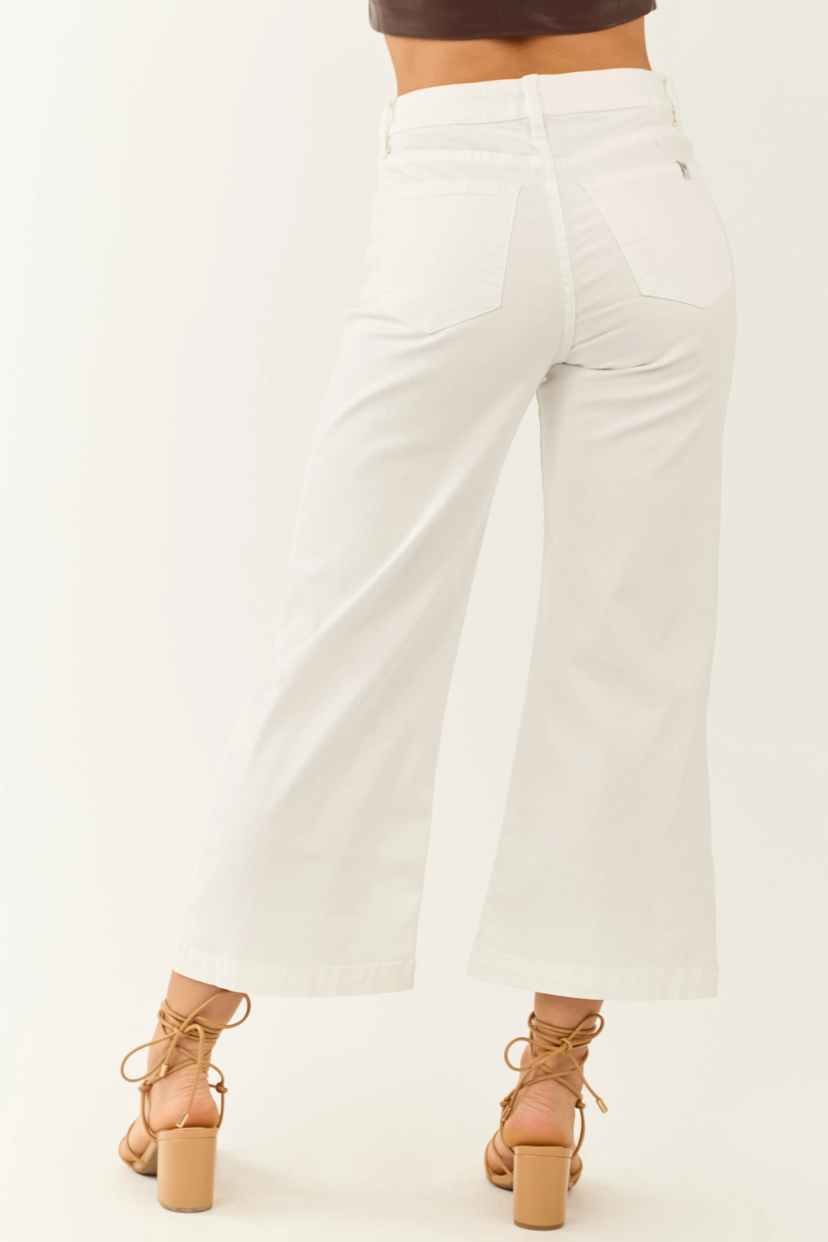 Sneak Peek White High Rise Stretchy Wide Leg Jeans sold by Lime Lush product image thumbnail 4