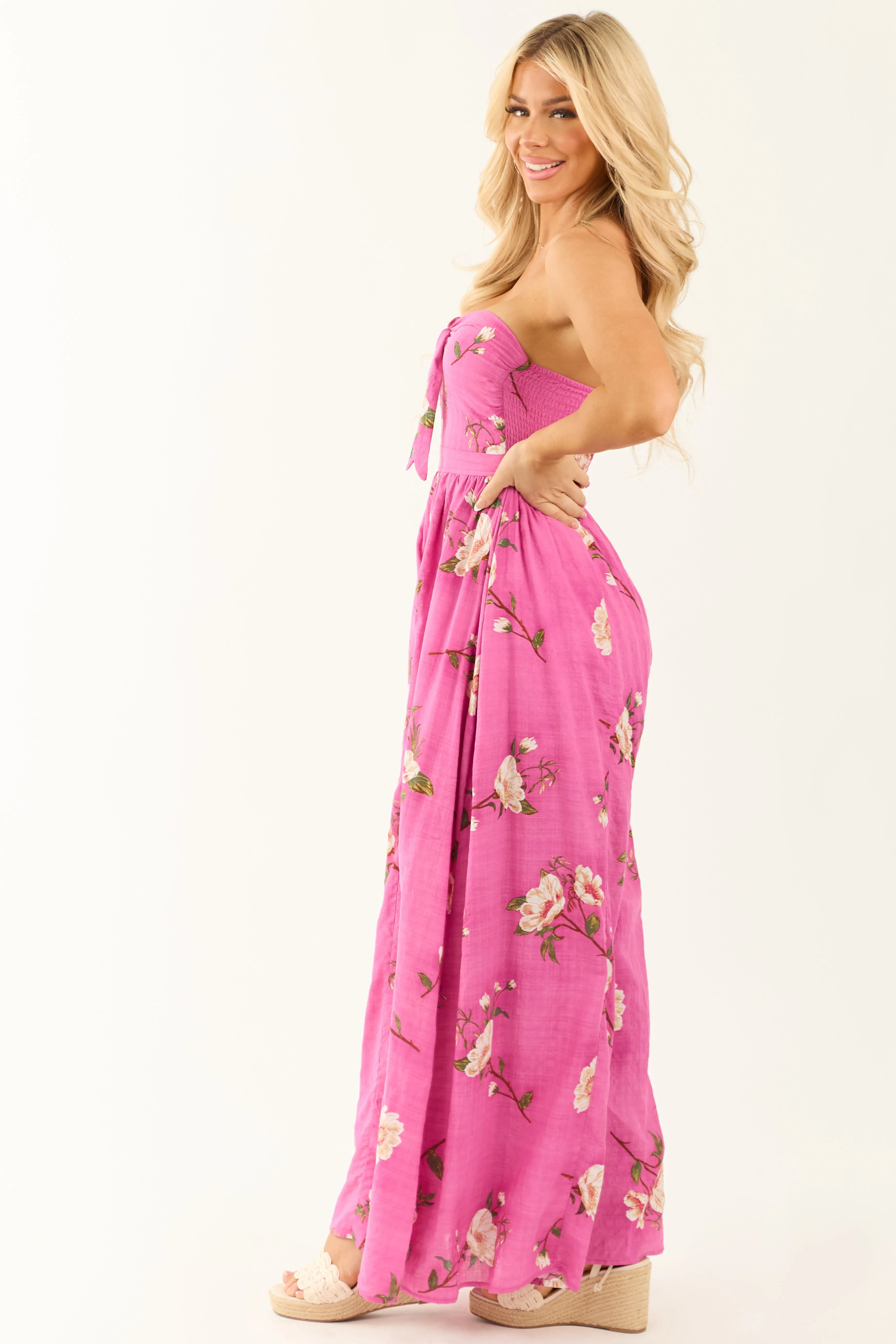 Mulberry Strapless Wide Leg Floral Print Jumpsuit sold by Lime Lush product image thumbnail 4
