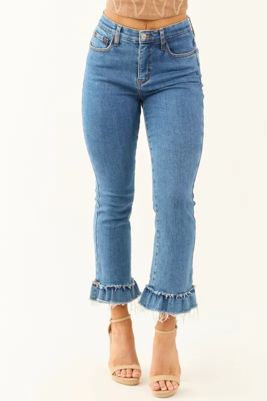 Special A Tummy Control Stretch Crop Ruffle Jeans sold by Lime Lush
