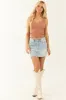 Sneak Peek Light Vintage Wash Denim Mini Skirt sold by Lime Lush