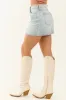 Sneak Peek Light Vintage Wash Denim Mini Skirt sold by Lime Lush