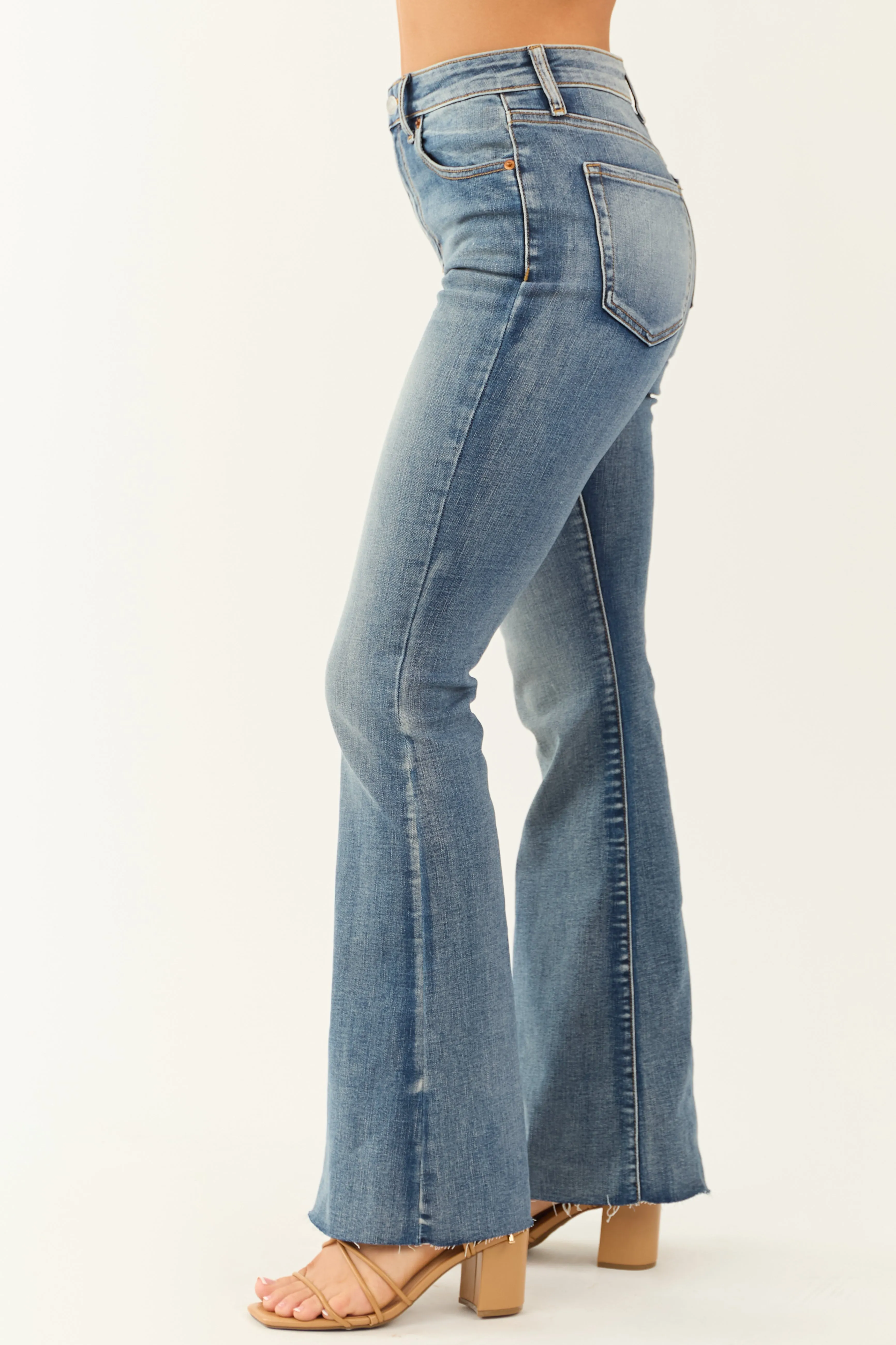 Sneak Peek Medium Wash Stretchy Flare Jeans sold by Lime Lush product image thumbnail 3