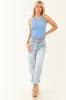 Dusty Blue Round Neckline Ribbed Tank Top sold by Lime Lush