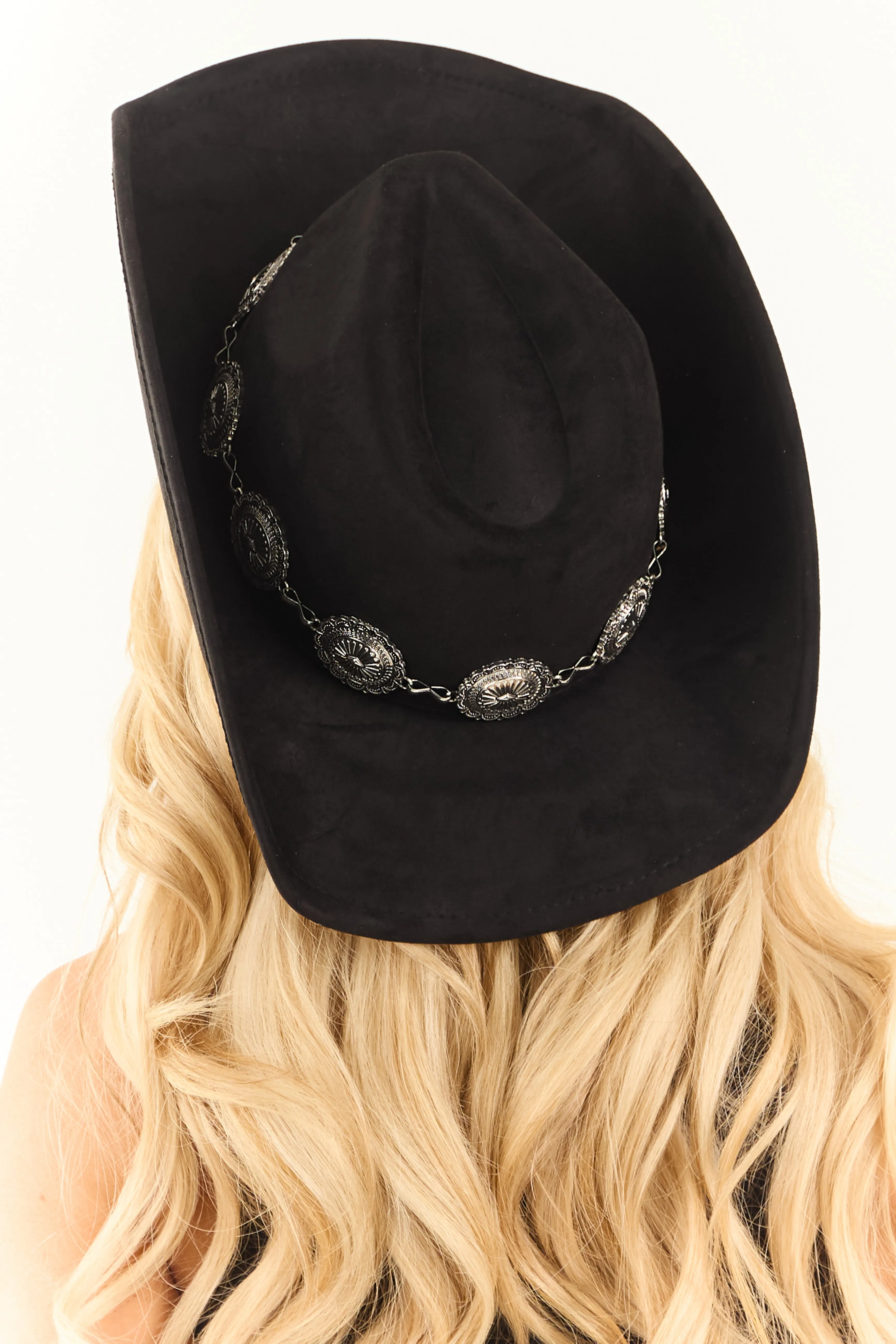 Black Metallic Boho Disc Strap Cowboy Hat sold by Lime Lush product image thumbnail 3