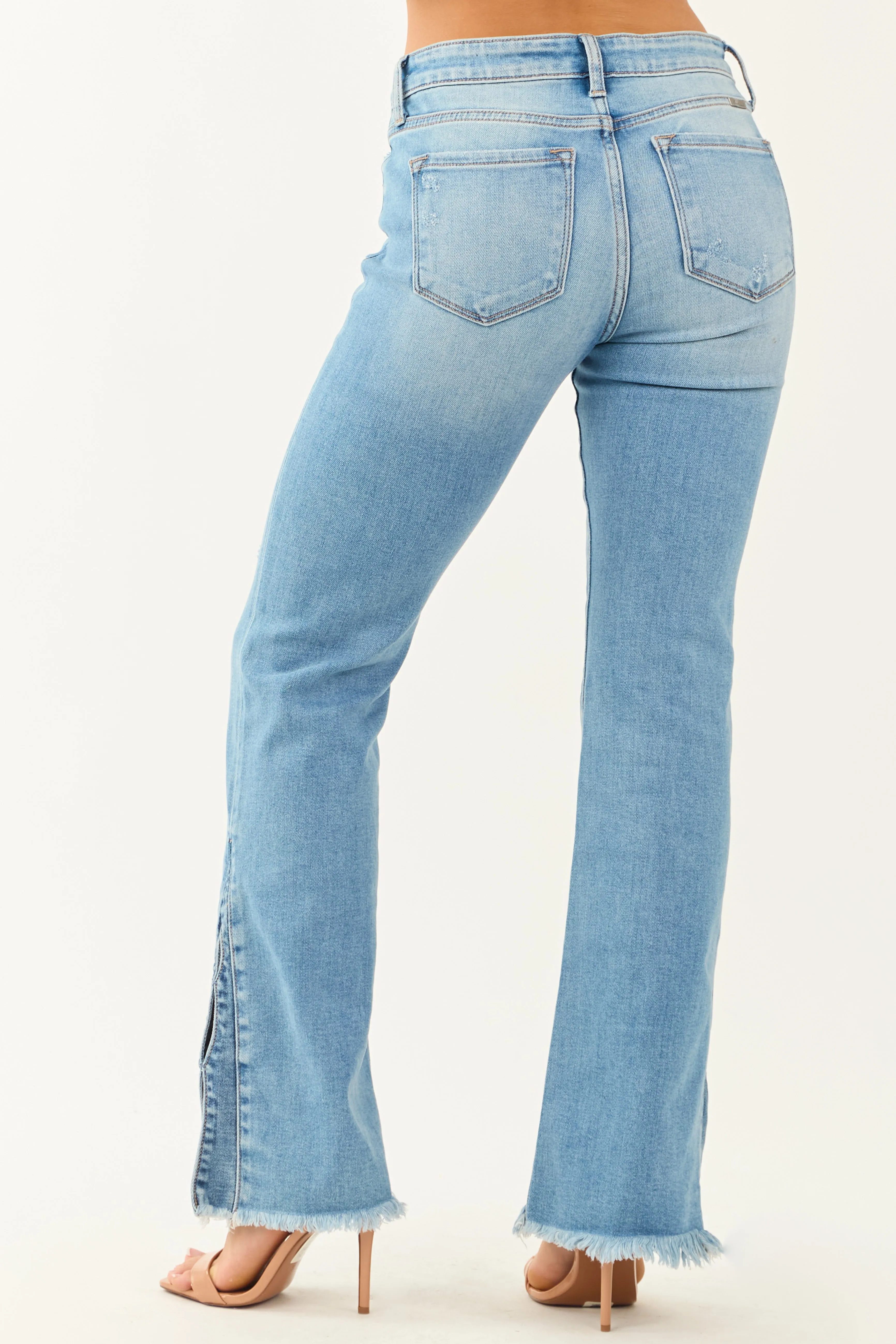 KanCan Medium Wash Slit Hem Stretchy Bootcut Jeans sold by Lime Lush product image thumbnail 4