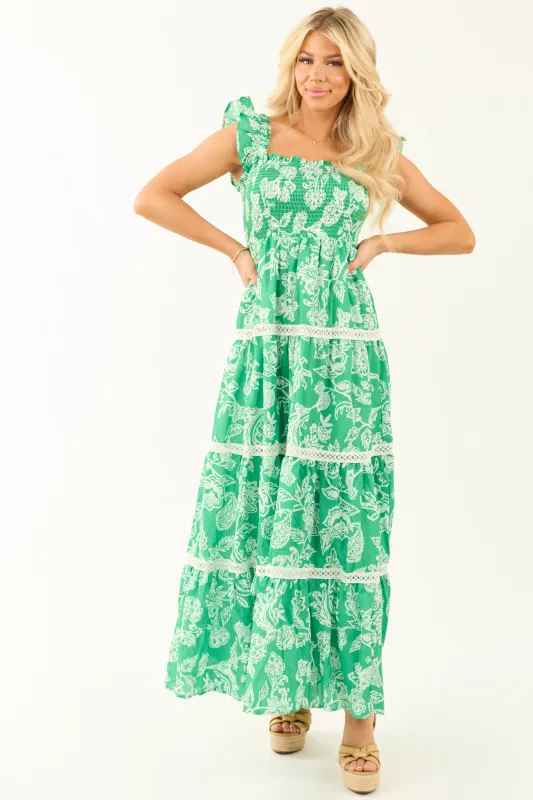 Flying Tomato Kelly Green Floral Lace Maxi Dress sold by Lime Lush