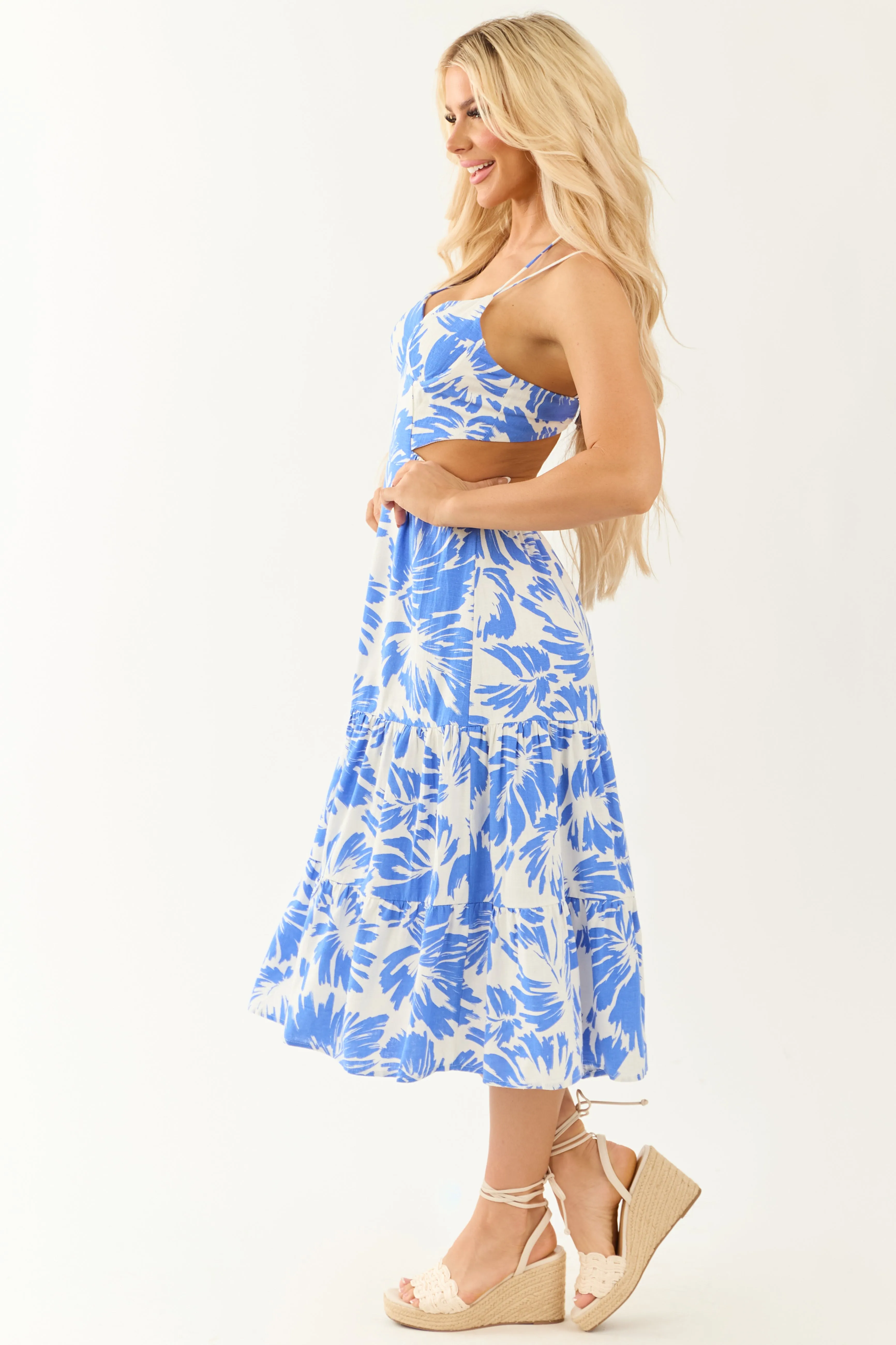 Sapphire and Ivory Cut Out Waist Midi Dress sold by Lime Lush product image thumbnail 4