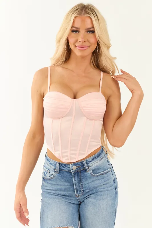 Tea Rose Spaghetti Strap Pleated Bust Contour Corset sold by Lime Lush