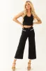 Black Denim Ric Rac Trim Cropped Straight Leg Jeans sold by Lime Lush