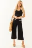 Black Denim Ric Rac Trim Cropped Straight Leg Jeans sold by Lime Lush