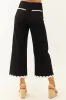 Black Denim Ric Rac Trim Cropped Straight Leg Jeans sold by Lime Lush