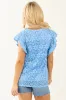 Cornflower Cap Sleeve Lace Ruffle Sleeve Top sold by Lime Lush