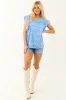 Cornflower Cap Sleeve Lace Ruffle Sleeve Top sold by Lime Lush