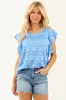 Cornflower Cap Sleeve Lace Ruffle Sleeve Top sold by Lime Lush