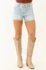 KanCan Light Wash A-Line Denim Trouser Shorts sold by Lime Lush