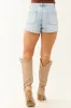 KanCan Light Wash A-Line Denim Trouser Shorts sold by Lime Lush