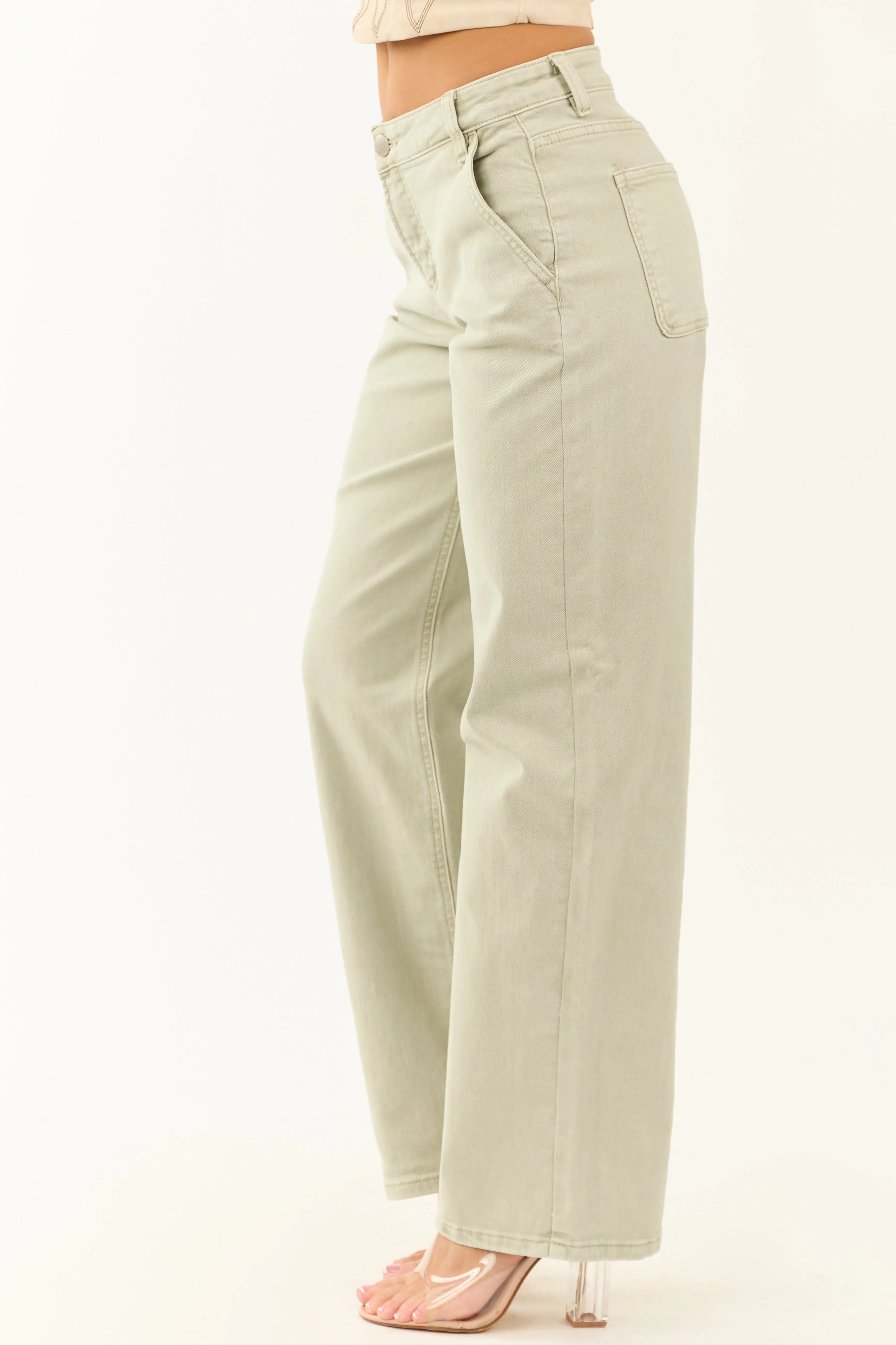 Risen Sage Tummy Control Baggy Wide Stretchy Jeans sold by Lime Lush product image thumbnail 3