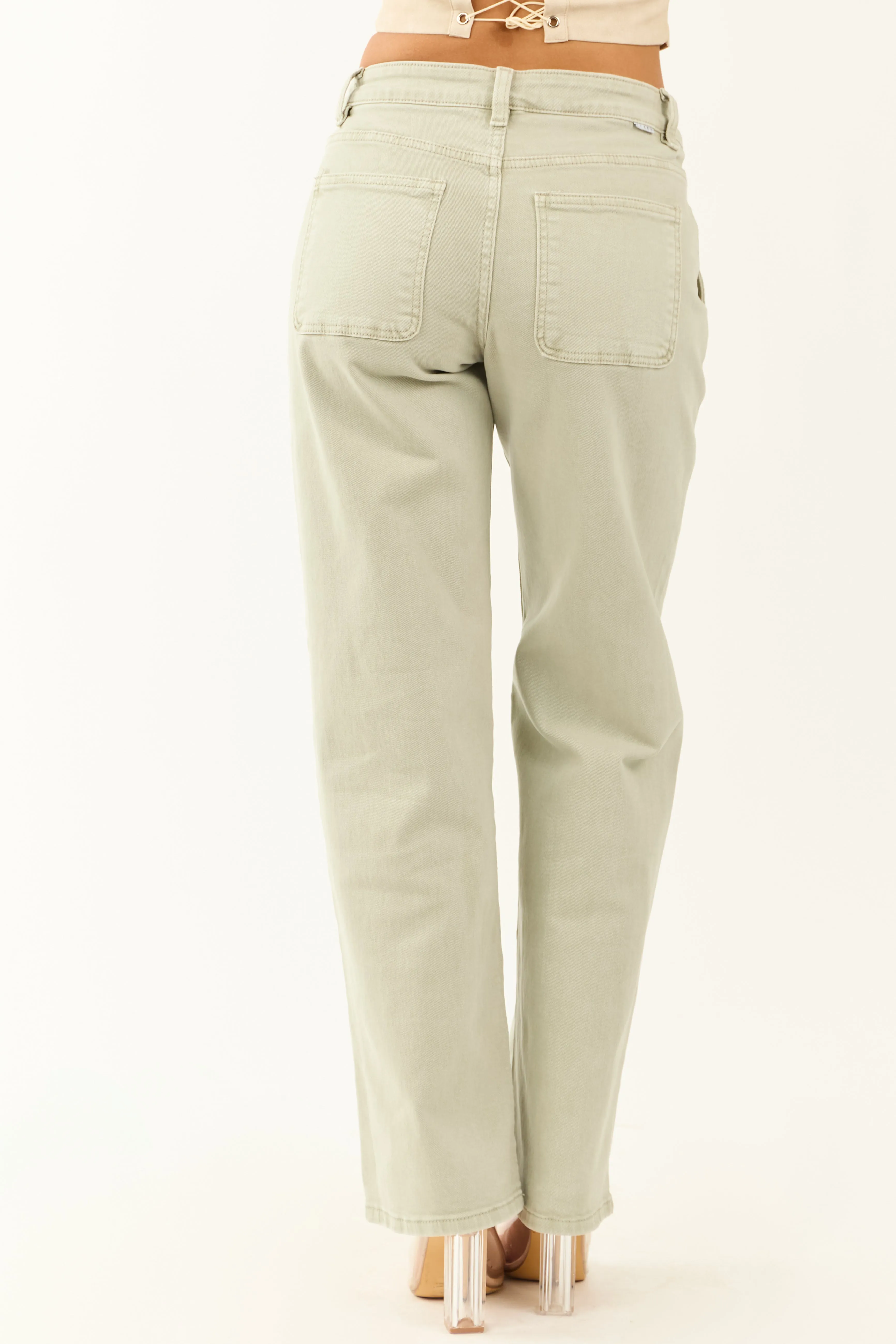 Risen Sage Tummy Control Baggy Wide Stretchy Jeans sold by Lime Lush product image thumbnail 4