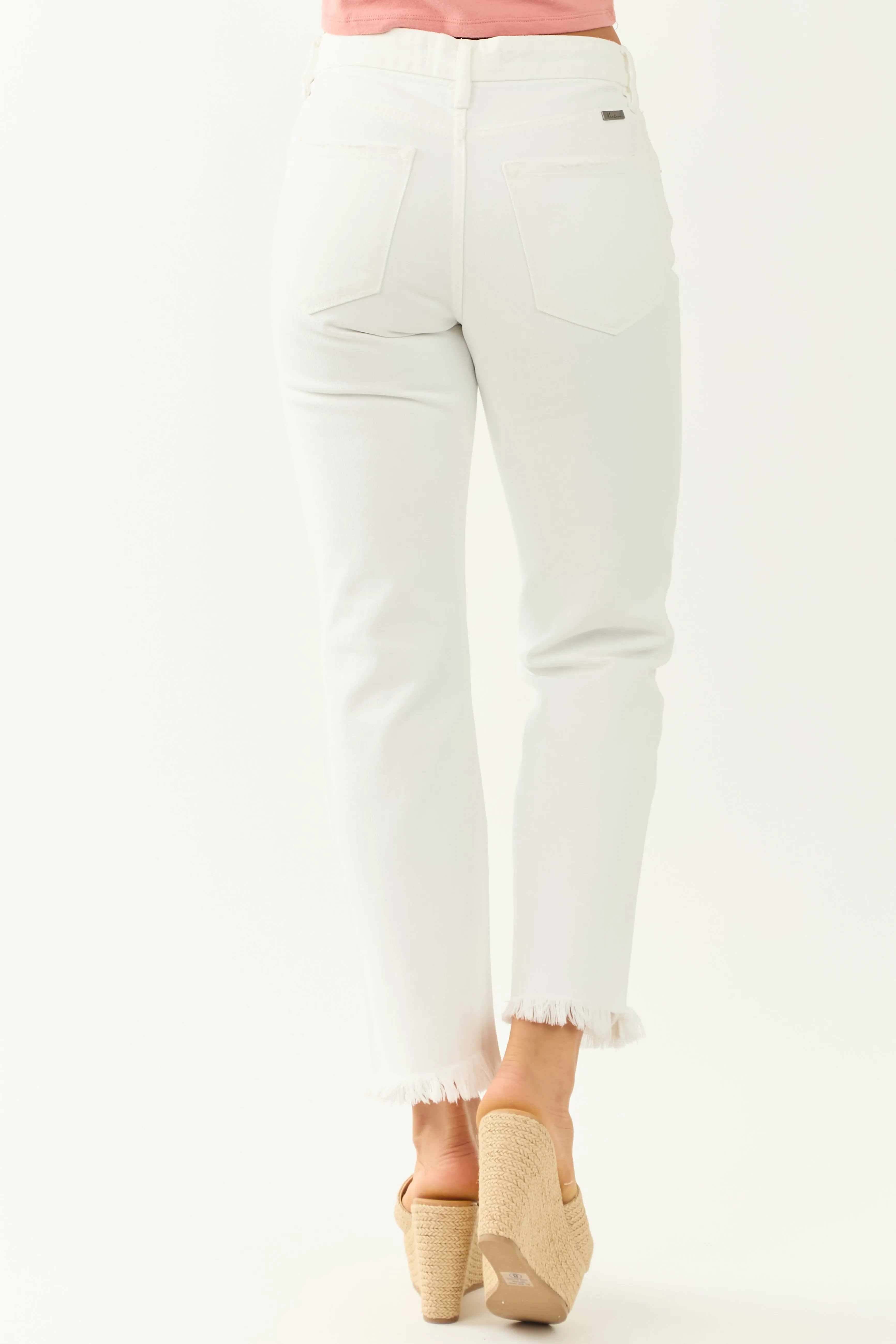 KanCan White High Rise Straight Leg Cropped Jeans sold by Lime Lush product image thumbnail 4