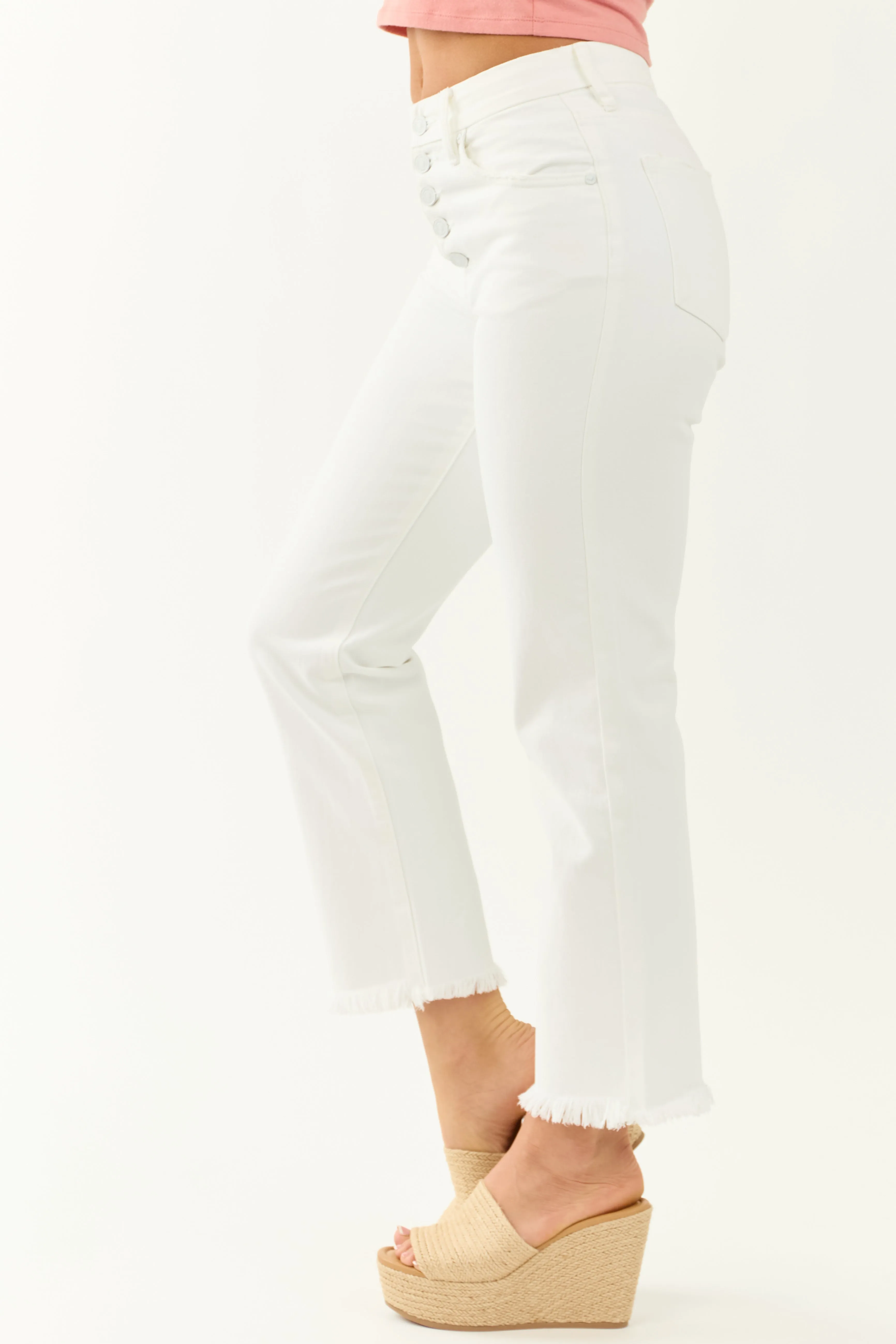 KanCan White High Rise Straight Leg Cropped Jeans sold by Lime Lush product image thumbnail 3