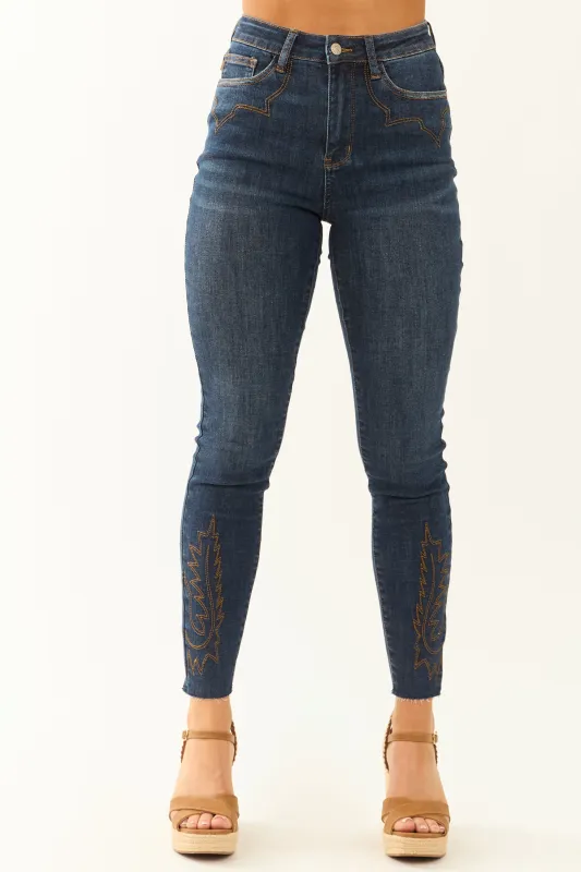 Judy Blue Stretchy Western Embroidered Skinny Jeans sold by Lime Lush