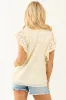 Cream Cap Sleeve Lace Ruffle Sleeve Top sold by Lime Lush