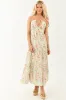 Sage Floral Print Halter Neck Sleeveless Maxi Dress sold by Lime Lush