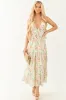 Sage Floral Print Halter Neck Sleeveless Maxi Dress sold by Lime Lush