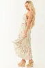 Sage Floral Print Halter Neck Sleeveless Maxi Dress sold by Lime Lush