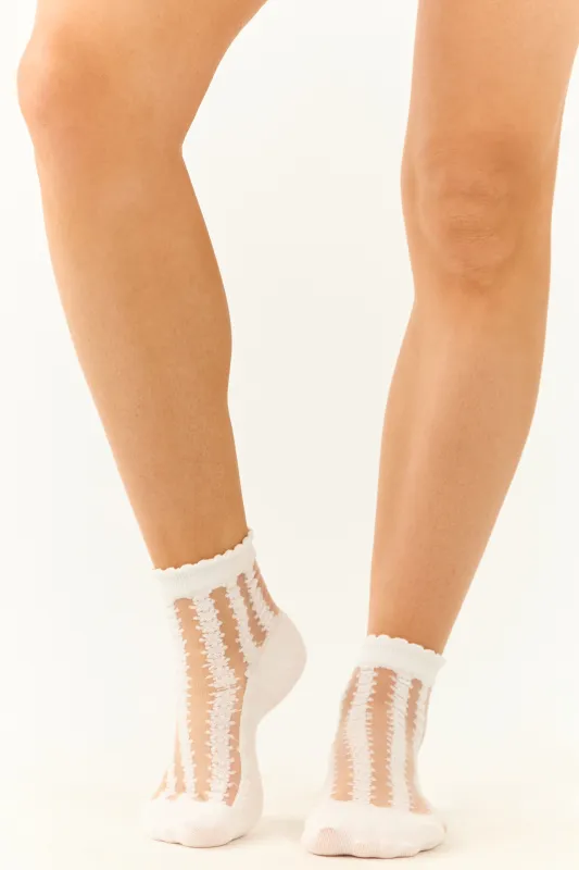 POL Off White Floral Mesh Crew Socks sold by Lime Lush