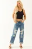 Judy Blue Stretchy Destroyed Straight Leg Jeans sold by Lime Lush