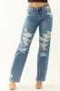 Judy Blue Stretchy Destroyed Straight Leg Jeans sold by Lime Lush