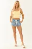 Risen Light Wash Stretchy Denim Jogger Shorts sold by Lime Lush