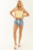 Risen Light Wash Stretchy Denim Jogger Shorts sold by Lime Lush