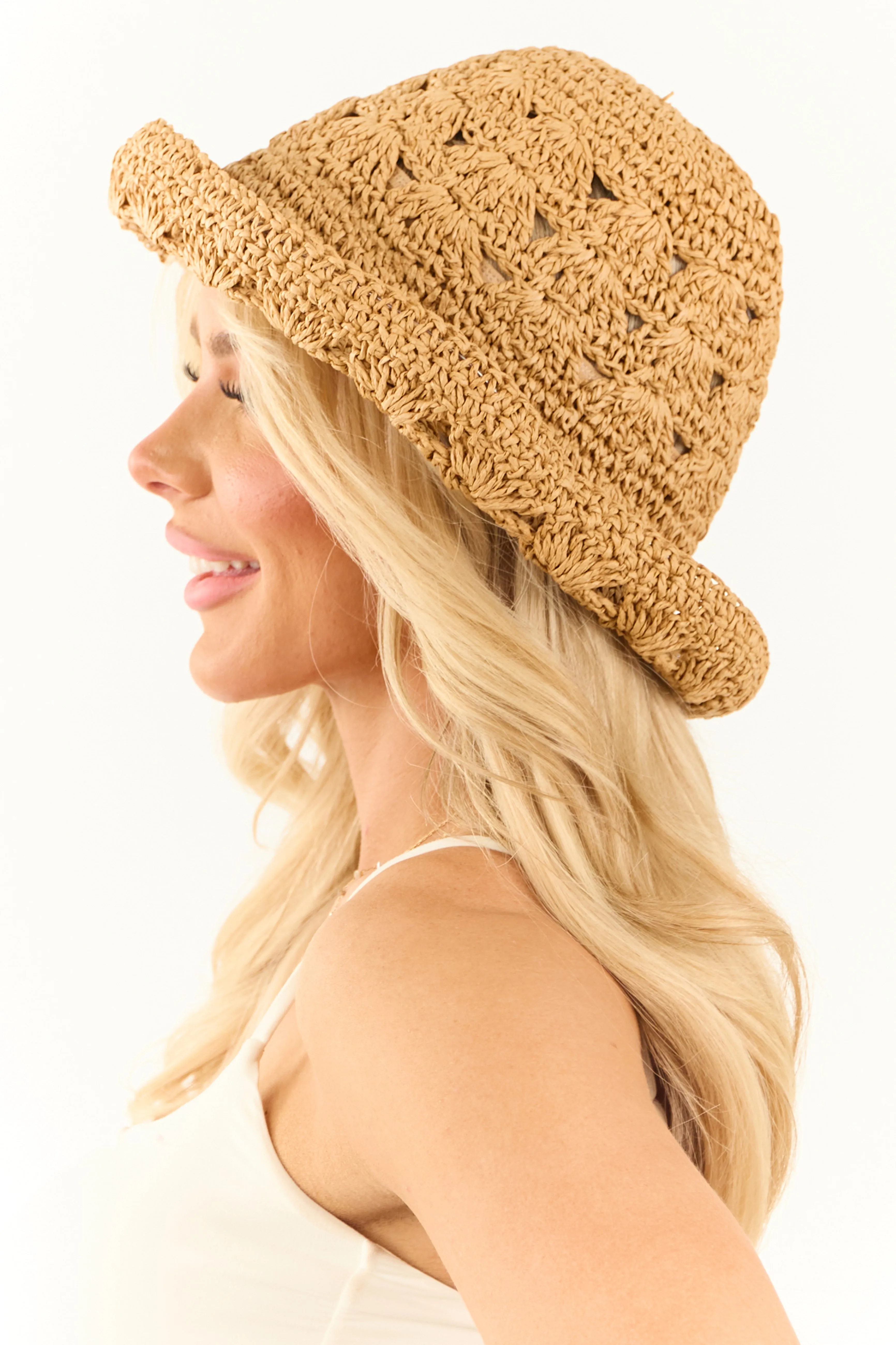 Brown Sugar Braided Straw Bucket Hat sold by Lime Lush product image thumbnail 5