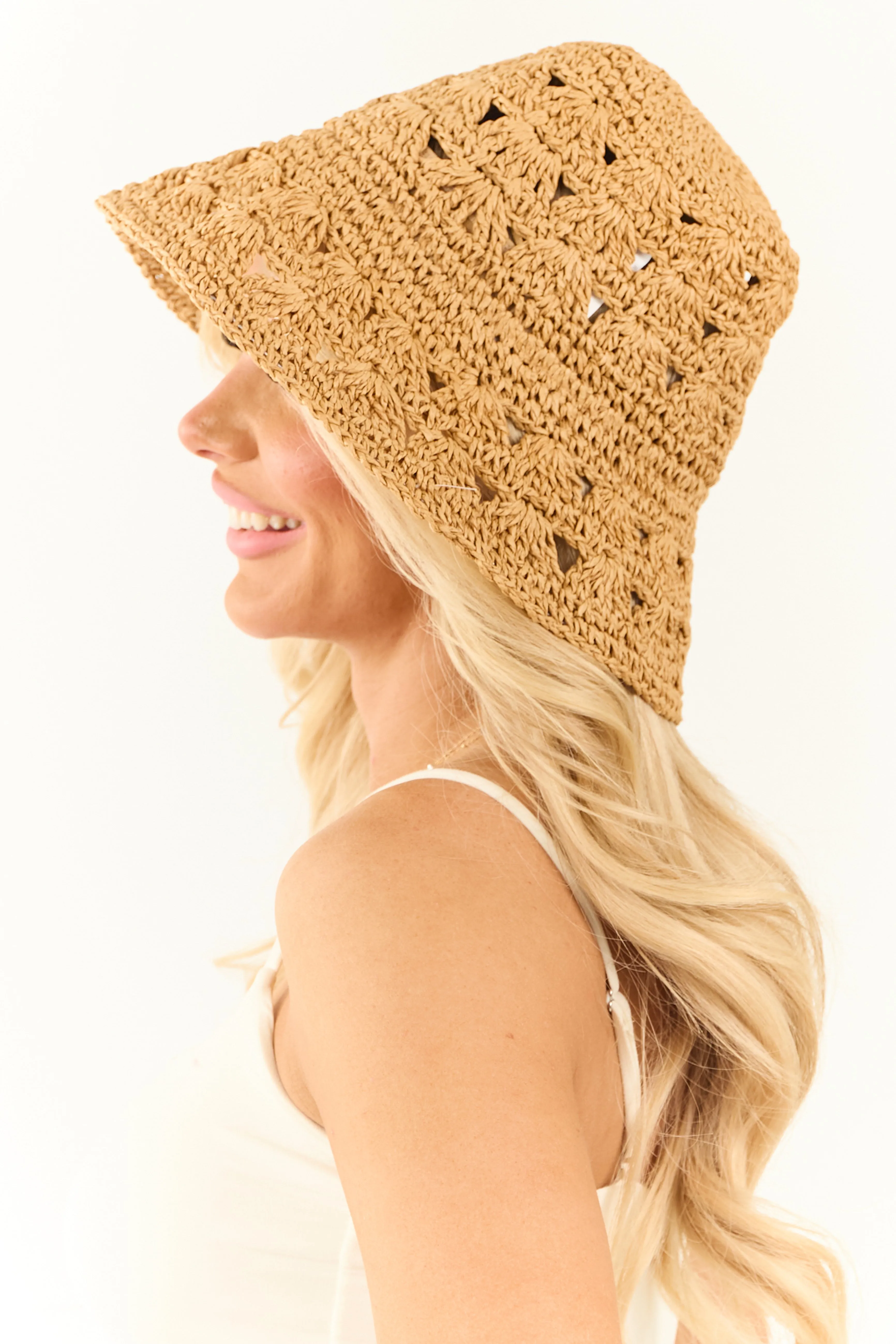 Brown Sugar Braided Straw Bucket Hat sold by Lime Lush product image thumbnail 3