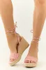 Cherry Blossom Strappy Ankle Tie Espadrille Wedges sold by Lime Lush