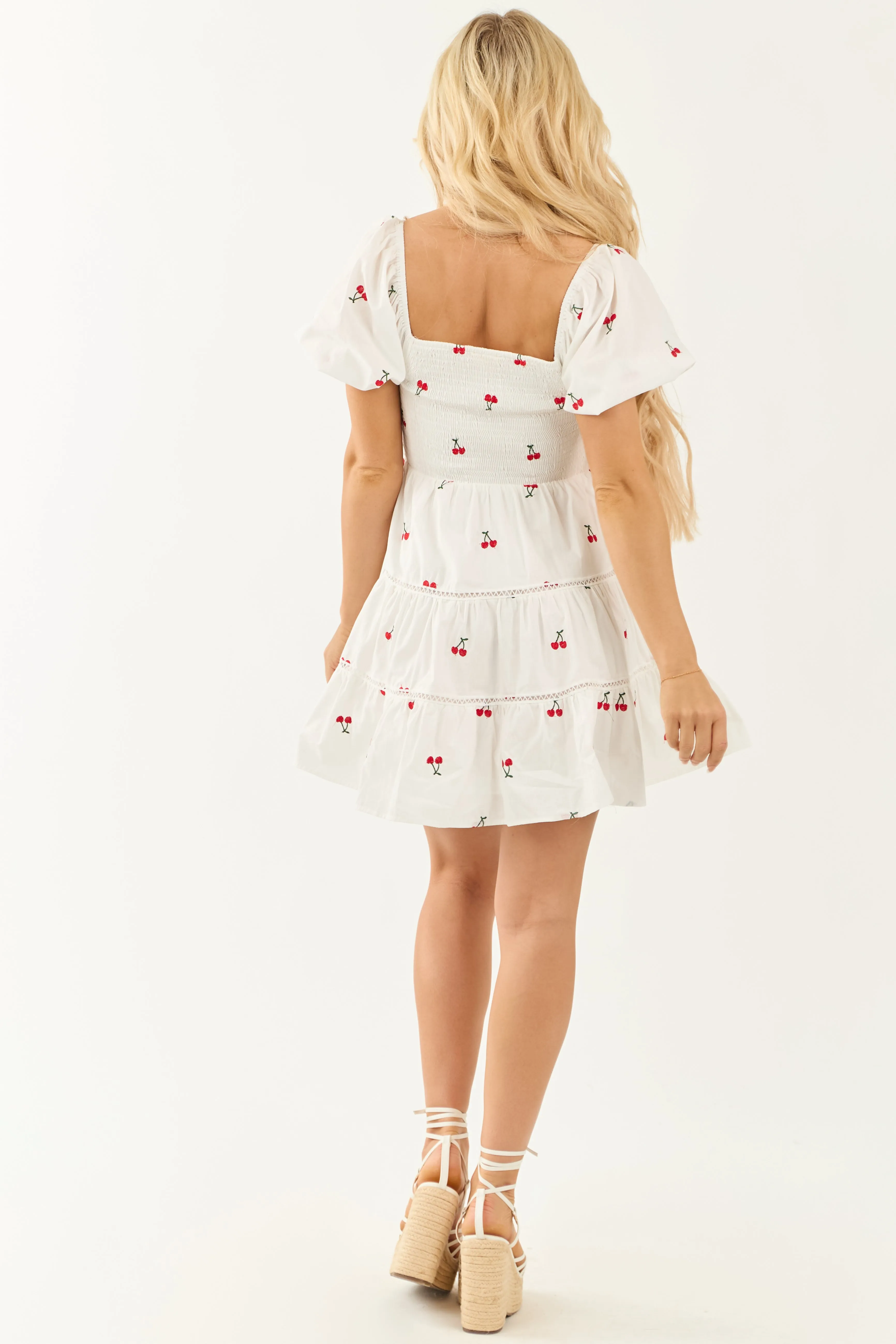 Flying Tomato Off White Cherry Embroidered Mini Dress sold by Lime Lush product image thumbnail 5