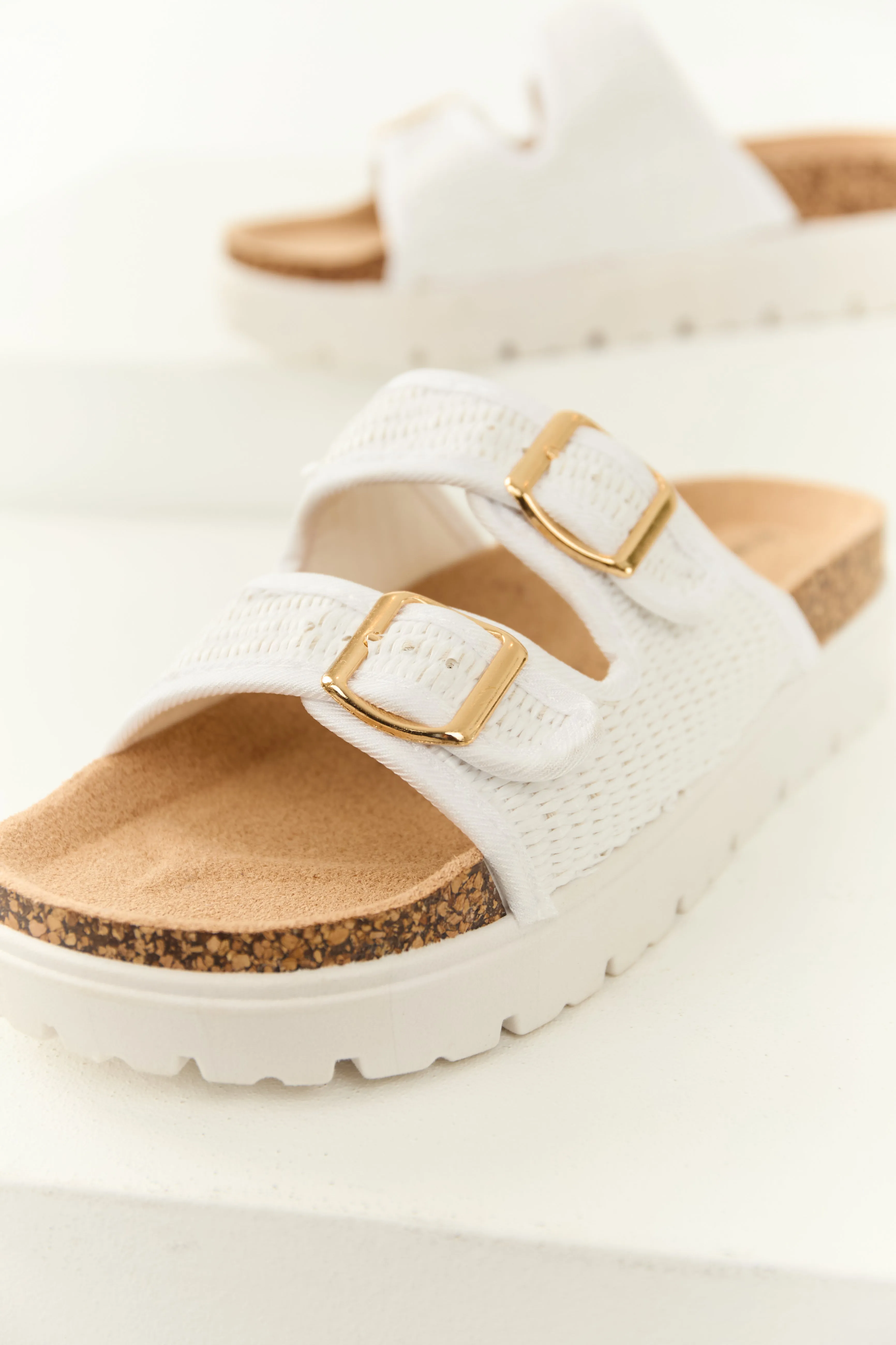 White Raffia Buckle Strap Casual Sandals sold by Lime Lush product image thumbnail 3