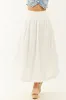 White Poplin Smocked Waist Bubble Hem Maxi Skirt sold by Lime Lush