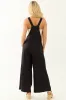 Black Linen Wide Leg Overalls Jumpsuit sold by Lime Lush