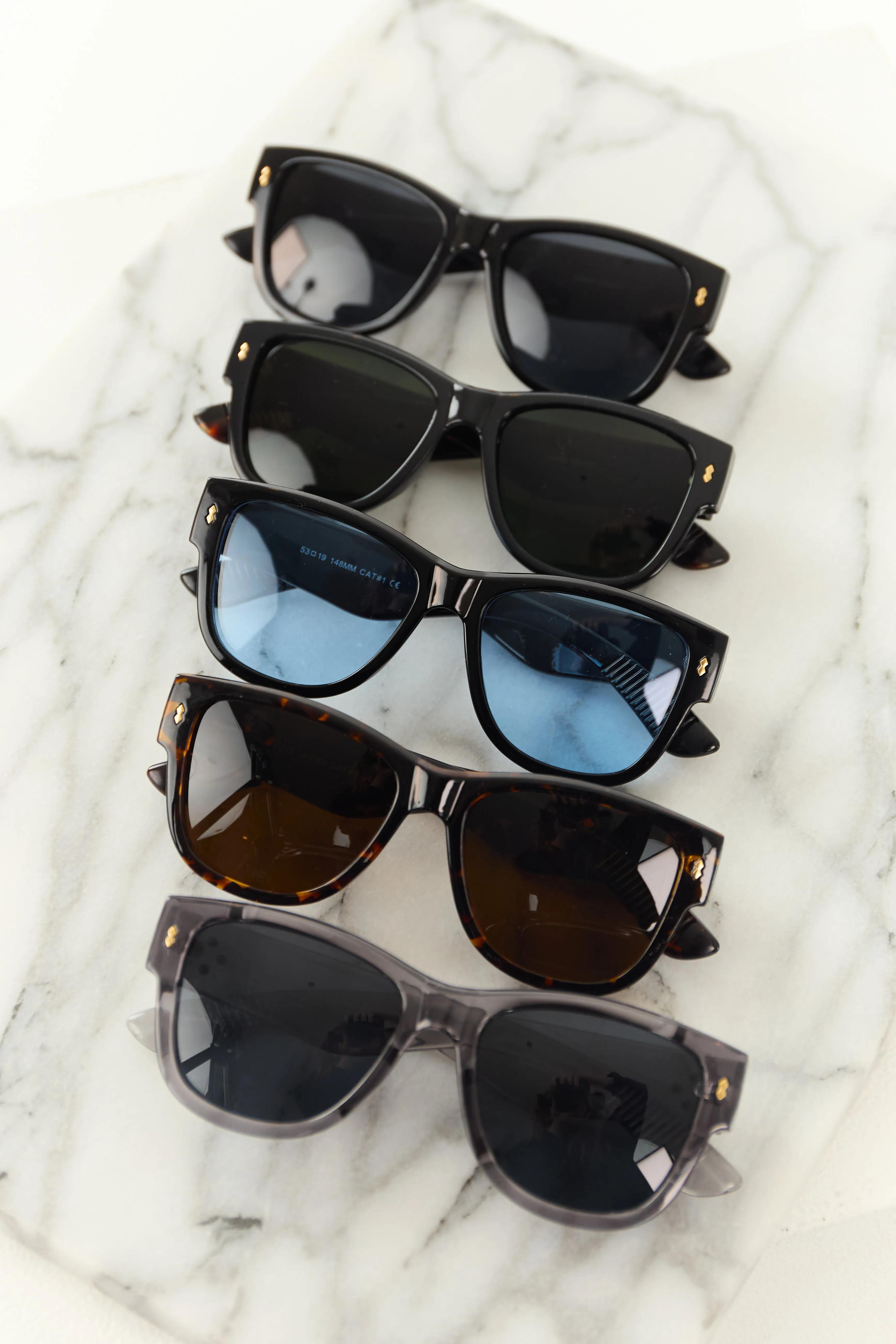 Black Round Square Frame Azure Tint Sunglasses sold by Lime Lush product image thumbnail 4