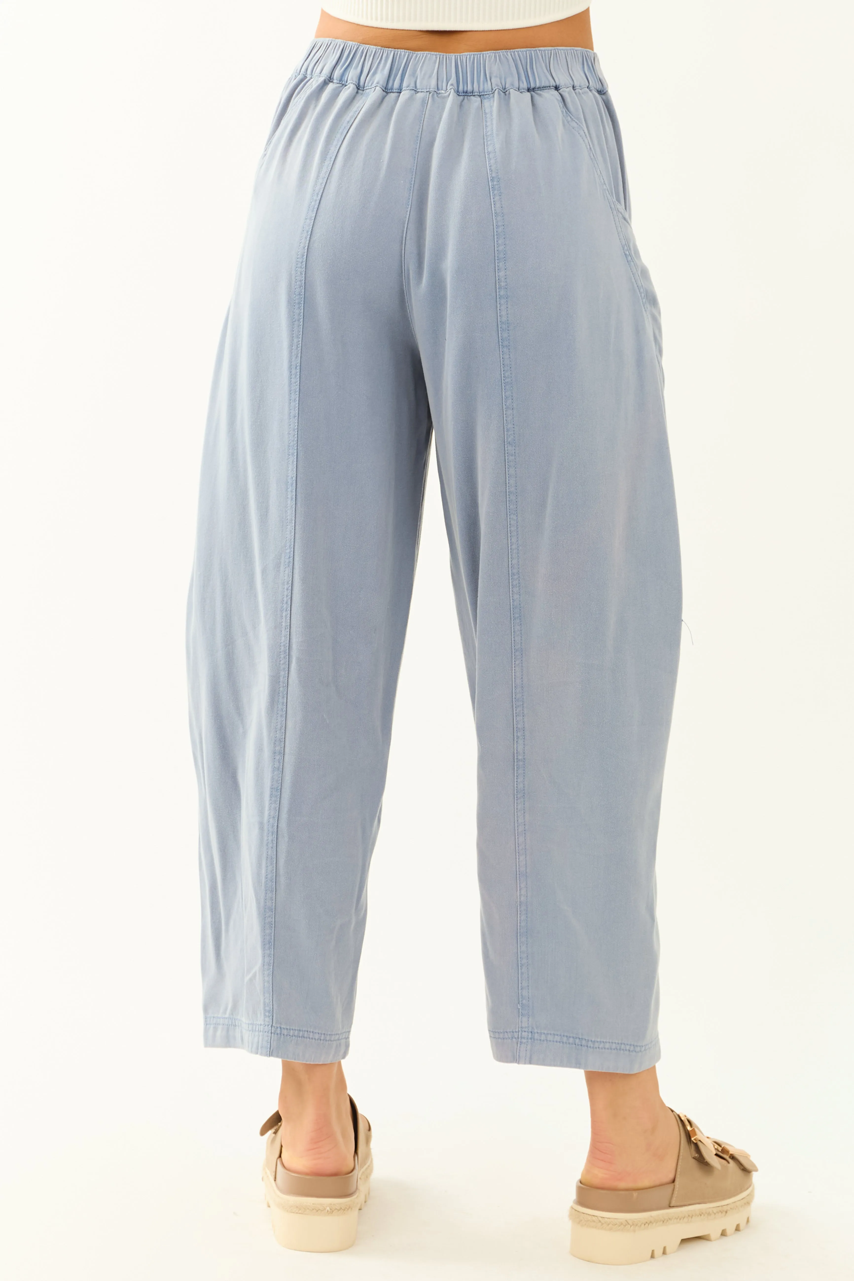 Dusty Blue Vintage Wash Soft Lightweight Barrel Pants sold by Lime Lush product image thumbnail 4