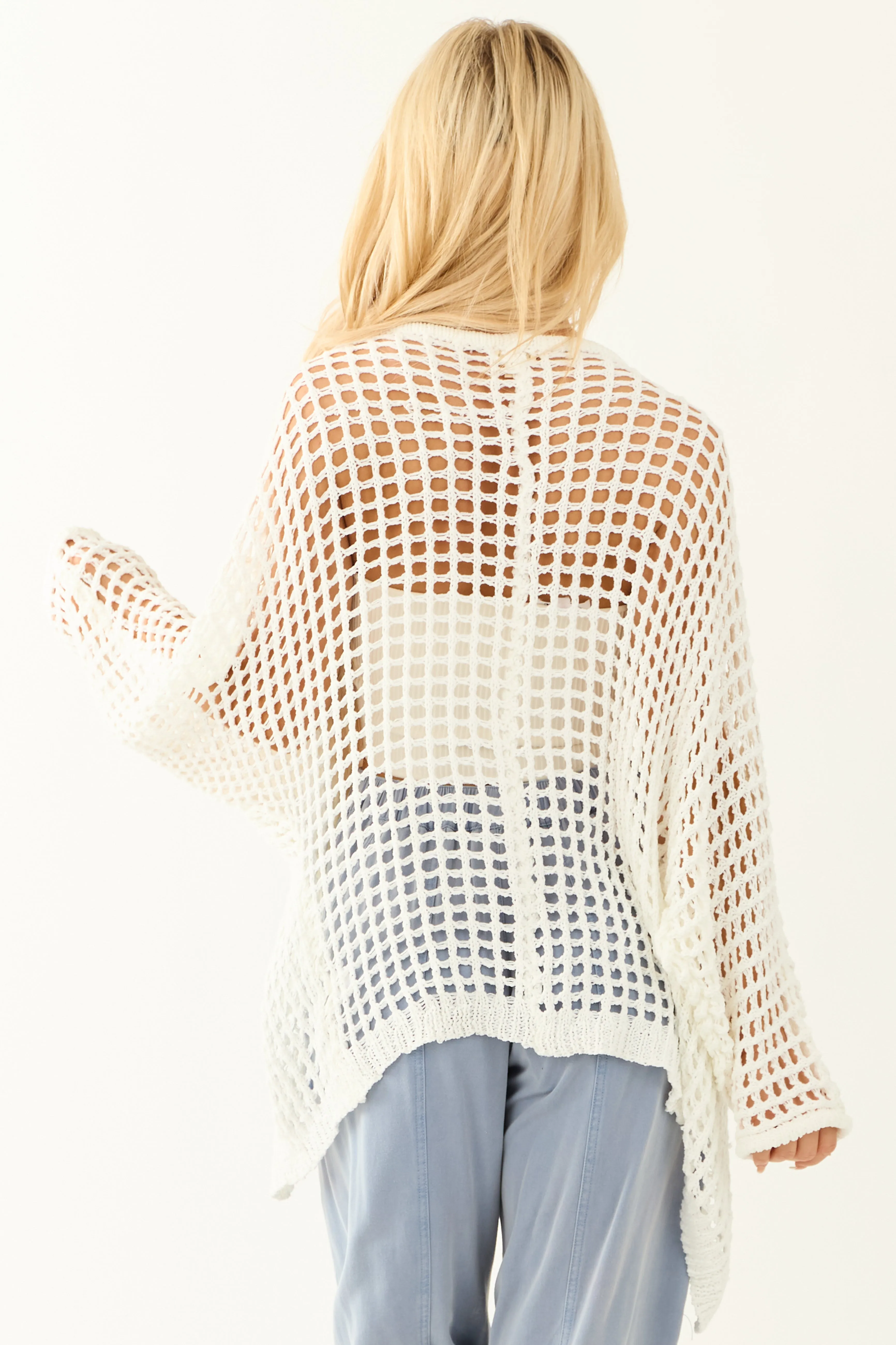 POL Off White Open Front Knit Cardigan sold by Lime Lush product image thumbnail 5